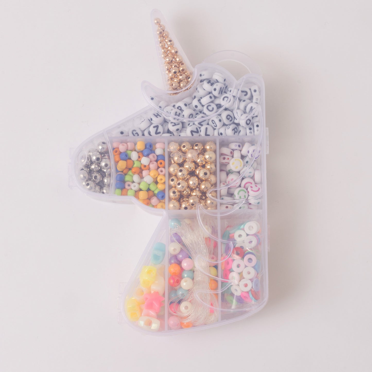 Mystical Unicorn Classic Alphabet Letter Bead with Rainbow Beads Stretchy Bracelet DIY Box