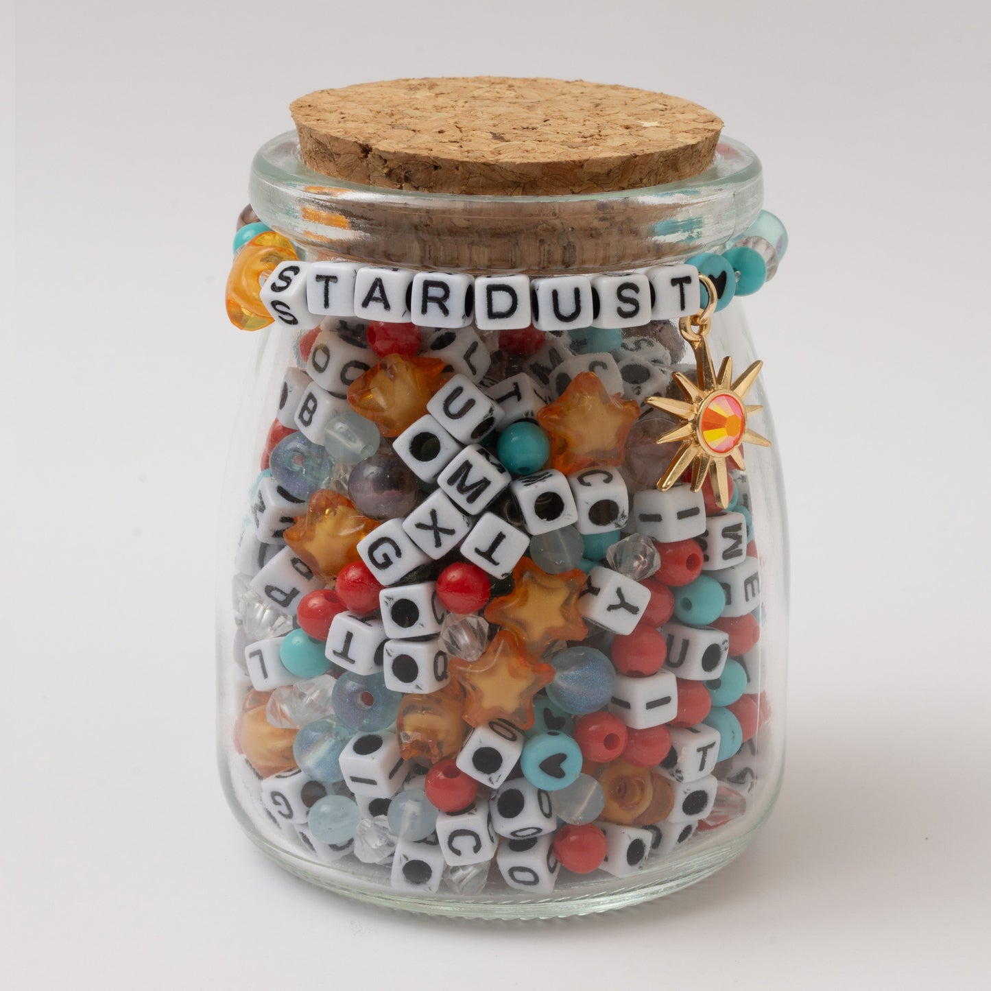 Stardust White and Black Block Alphabet Bead DIY Stretch Bracelet Kit