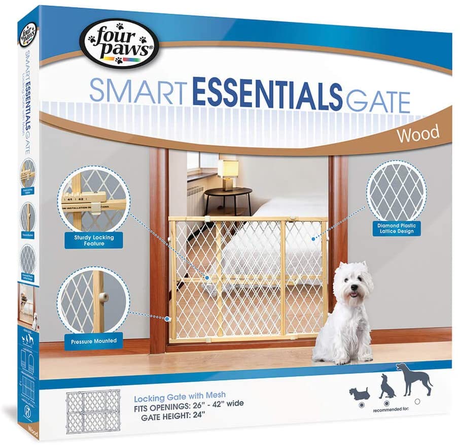 Wood Frame Dog Gate With Plastic Mesh