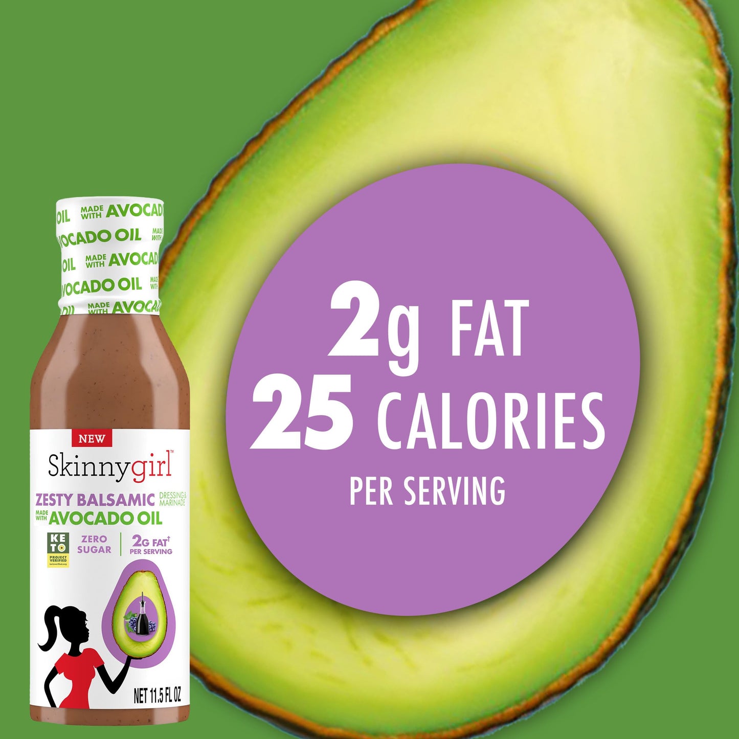 BestBy01/26 Skinnygirl Avocado Oil Salad Dressing Zesty Balsamic 11.5oz