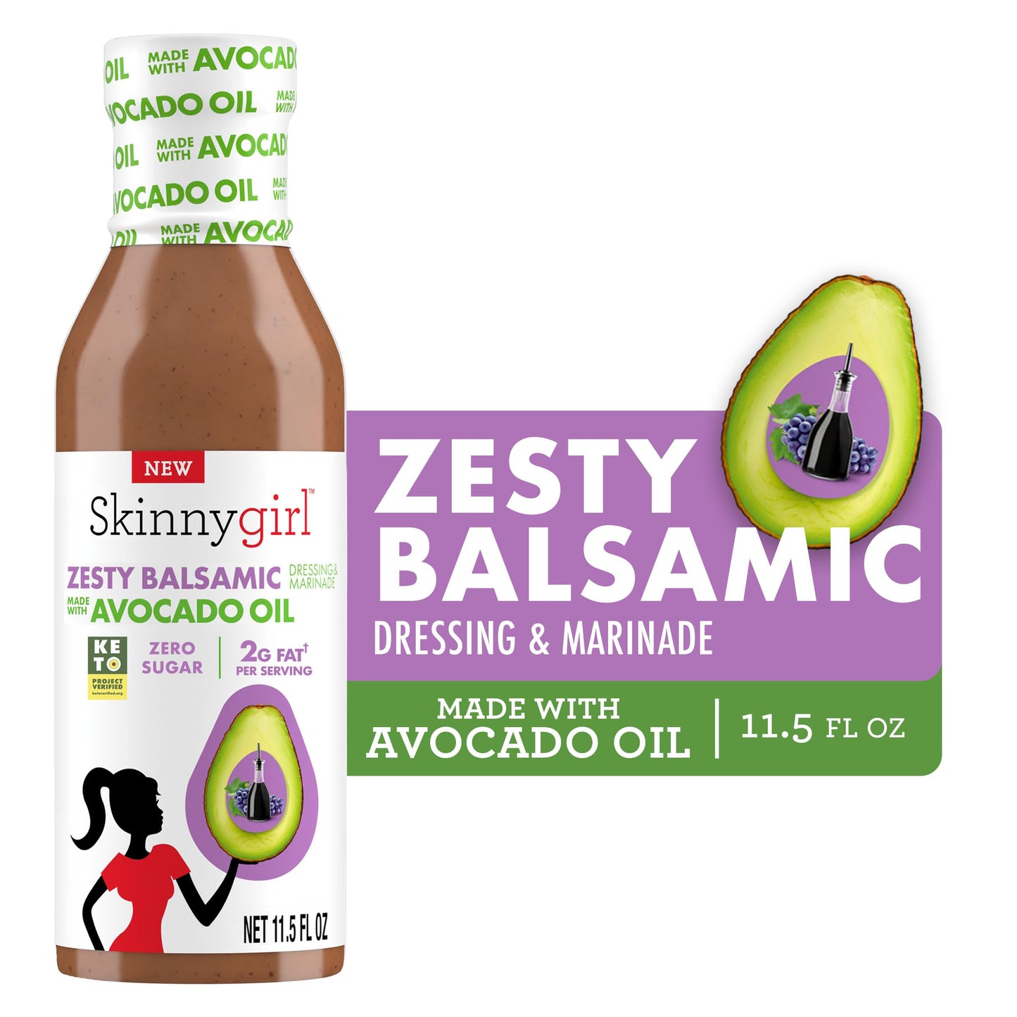 BestBy01/26 Skinnygirl Avocado Oil Salad Dressing Zesty Balsamic 11.5oz