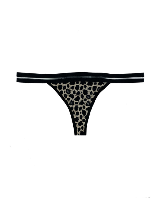 Molly Leopard Print Lace Thong