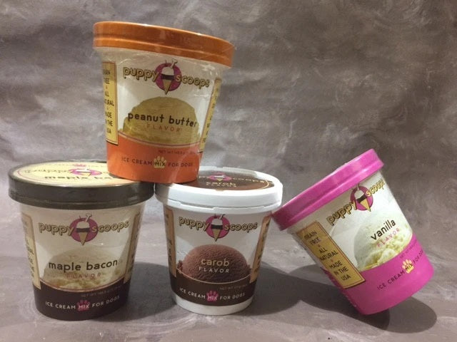 Ice Cream Mix for Dogs 4-pack (Vanilla, Maple Bacon, Peanut Butter & Carob)