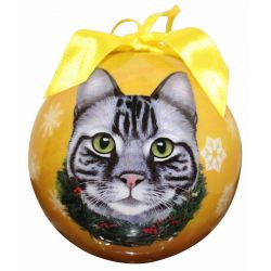 Tabby Cat (Silver) Christmas Ornament