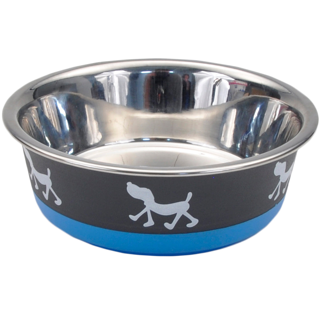 Non-Skid Pup Design Dog Bowls by Maslow, Blue